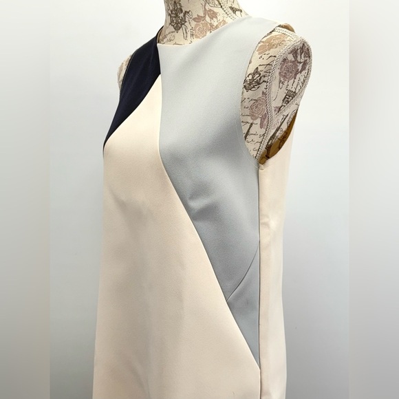 TOPSHOP Blue and Cream color block sleeveless Mini Dress size M - Picture 5 of 13